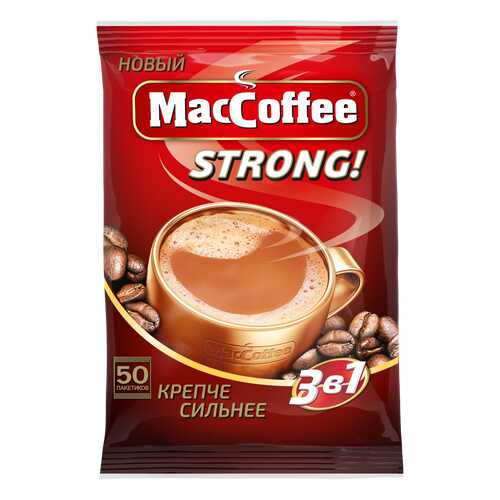 Напиток кофейный растворимый т.з. MacCoffee (3 в 1) Strong, м/уп 16г*50*10 блок в Билла