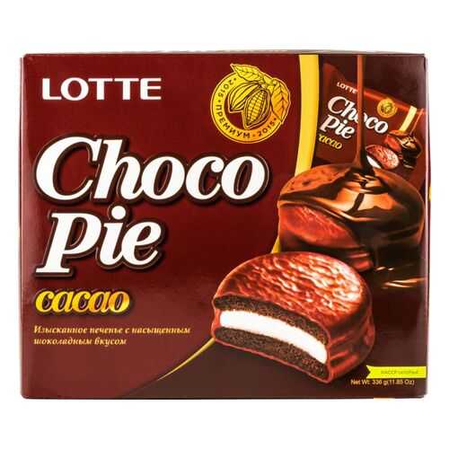 Печенье Lotte choko pie cacao с насыщенным шоколадным вкусом 336 г в Билла
