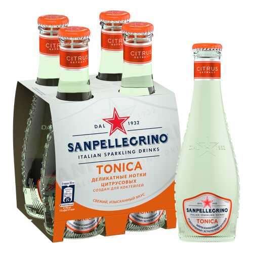 Напиток безалкогольный газированный S.Pellegrino Tonica Citrus, 4 шт по 0,20л в Билла